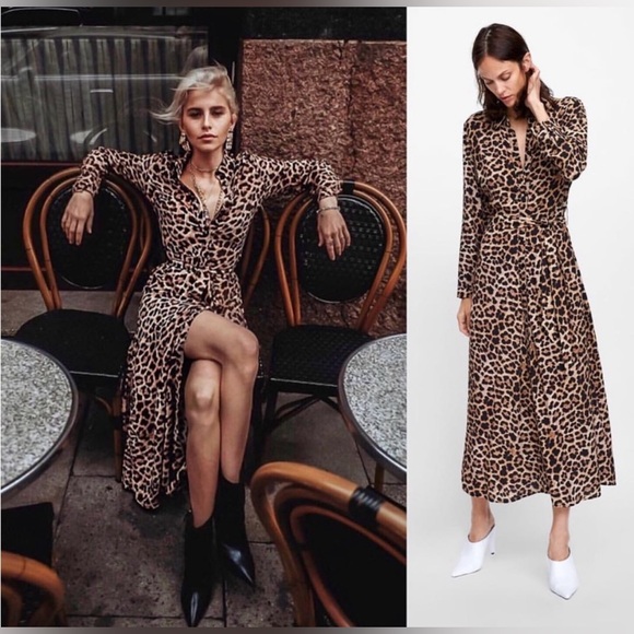 Zara Leopard Print Cheetah Maxi Dress size M - Picture 3 of 8